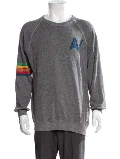 Pre-owned Aviator Nation Graphic Print Crew Neck Pullover In Gray