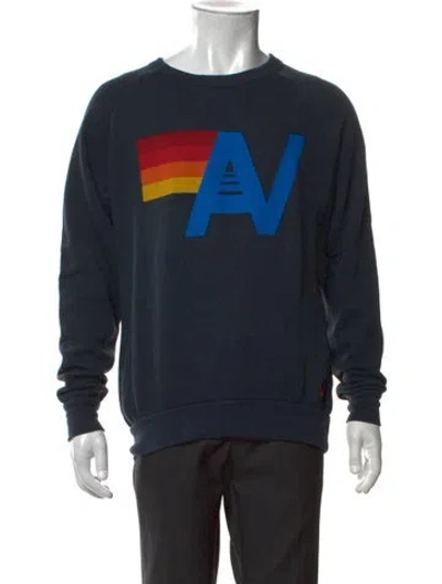 Pre-owned Aviator Nation Graphic Print Crew Neck Pullover In Grey