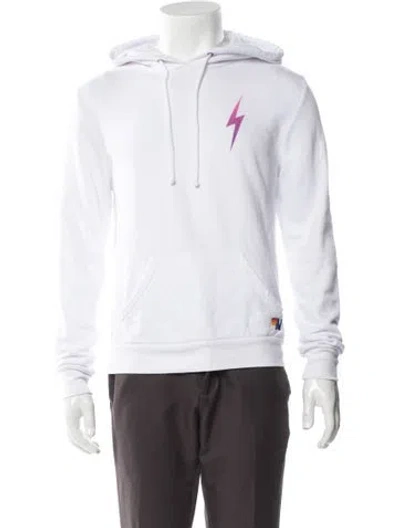 Pre-owned Aviator Nation Graphic Print Crew Neck Pullover In White