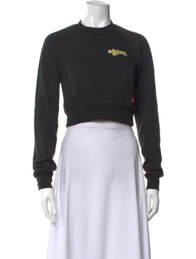 Pre-owned Aviator Nation Graphic Print Crew Neck Sweater In Black
