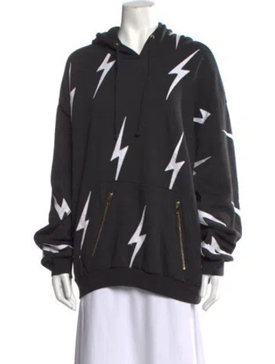 Pre-owned Aviator Nation Graphic Print Crew Neck Sweater In Black