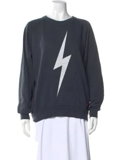 Pre-owned Aviator Nation Graphic Print Crew Neck Sweater In Blue