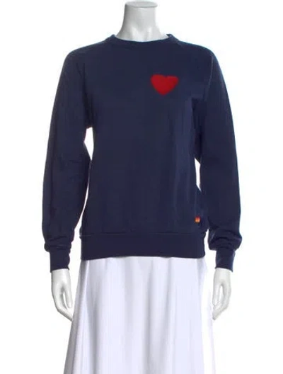 Pre-owned Aviator Nation Graphic Print Crew Neck Sweater In Blue