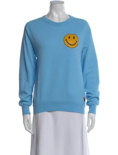 Pre-owned Aviator Nation Graphic Print Crew Neck Sweater In Blue