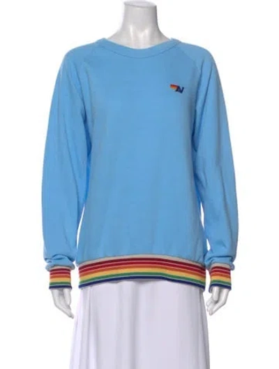 Pre-owned Aviator Nation Graphic Print Crew Neck Sweater In Blue
