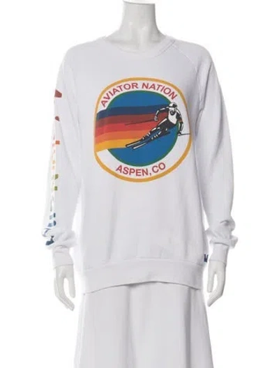 Pre-owned Aviator Nation Graphic Print Crew Neck Sweater In Blue