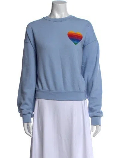 Pre-owned Aviator Nation Graphic Print Crew Neck Sweater In Blue