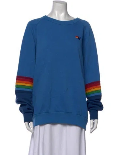 Pre-owned Aviator Nation Graphic Print Crew Neck Sweater In Blue