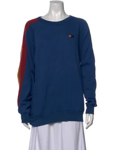 Pre-owned Aviator Nation Graphic Print Crew Neck Sweater In Blue