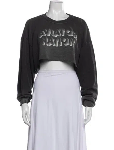 Pre-owned Aviator Nation Graphic Print Crew Neck Sweater In Blue