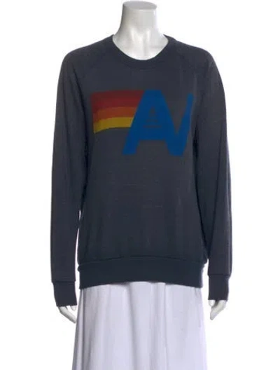 Pre-owned Aviator Nation Graphic Print Crew Neck Sweater In Gray