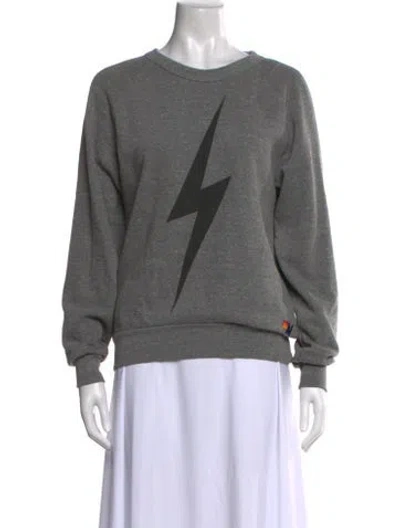 Pre-owned Aviator Nation Graphic Print Crew Neck Sweater In Gray