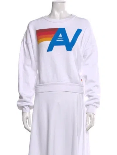 Pre-owned Aviator Nation Graphic Print Crew Neck Sweater In Gray