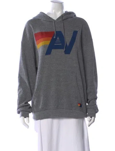 Pre-owned Aviator Nation Graphic Print Crew Neck Sweater In Gray