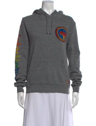 Pre-owned Aviator Nation Graphic Print Crew Neck Sweater In Gray