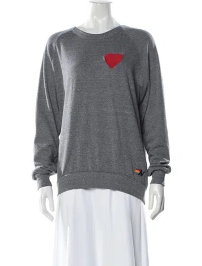 Pre-owned Aviator Nation Graphic Print Crew Neck Sweater In Gray