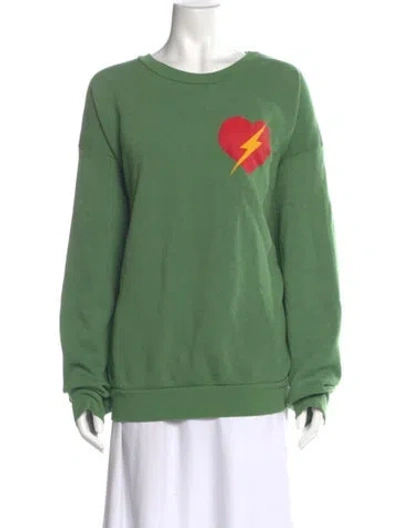 Pre-owned Aviator Nation Graphic Print Crew Neck Sweater In Green