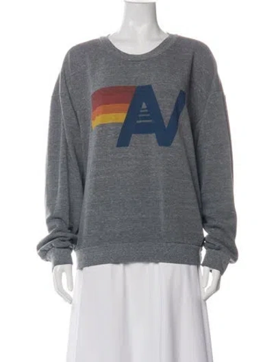 Pre-owned Aviator Nation Graphic Print Crew Neck Sweater In Green