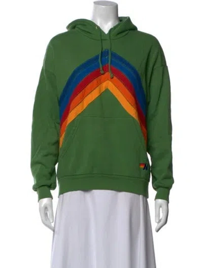 Pre-owned Aviator Nation Graphic Print Crew Neck Sweater In Green