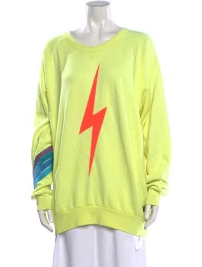 Pre-owned Aviator Nation Graphic Print Crew Neck Sweater In Green