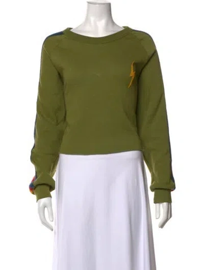 Pre-owned Aviator Nation Graphic Print Crew Neck Sweater In Green