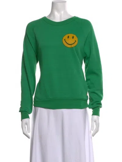 Pre-owned Aviator Nation Graphic Print Crew Neck Sweater In Green