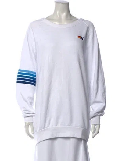 Pre-owned Aviator Nation Graphic Print Crew Neck Sweater In Grey
