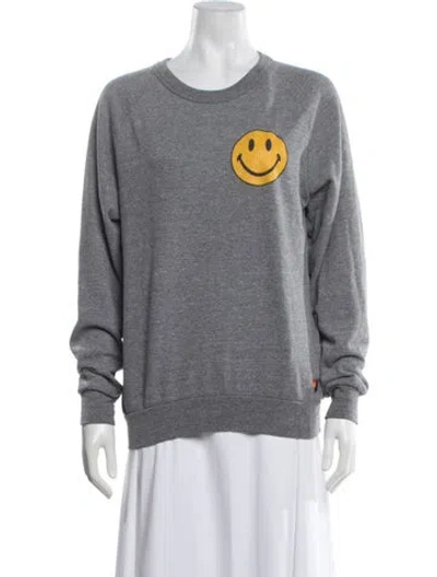 Pre-owned Aviator Nation Graphic Print Crew Neck Sweater In Grey