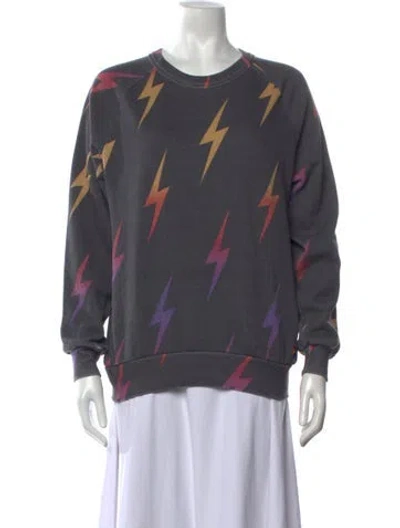 Pre-owned Aviator Nation Graphic Print Crew Neck Sweater In Grey