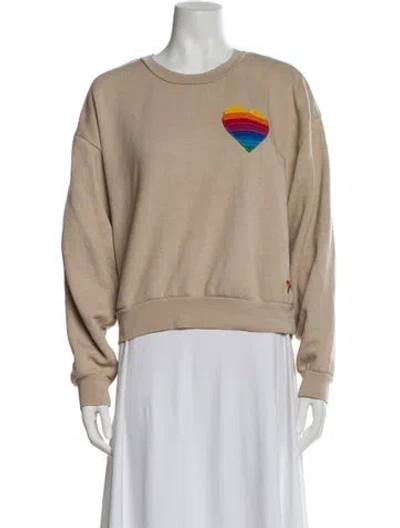 Pre-owned Aviator Nation Graphic Print Crew Neck Sweater In Neutral