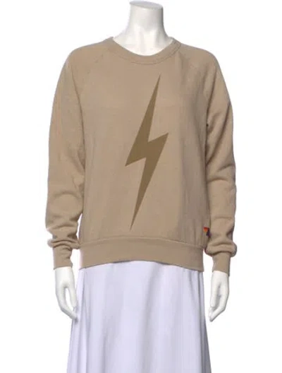 Pre-owned Aviator Nation Graphic Print Crew Neck Sweater In Neutrals