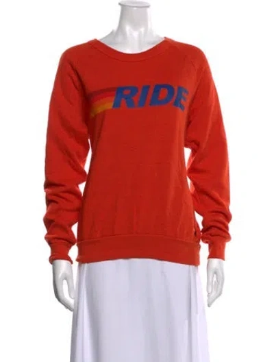 Pre-owned Aviator Nation Graphic Print Crew Neck Sweater In Orange