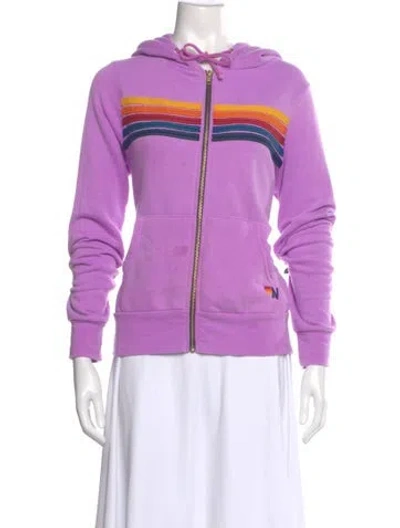 Pre-owned Aviator Nation Graphic Print Crew Neck Sweater In Pink