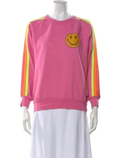 Pre-owned Aviator Nation Graphic Print Crew Neck Sweater In Pink