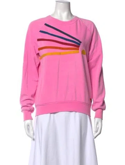 Pre-owned Aviator Nation Graphic Print Crew Neck Sweater In Pink