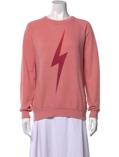 Pre-owned Aviator Nation Graphic Print Crew Neck Sweater In Pink