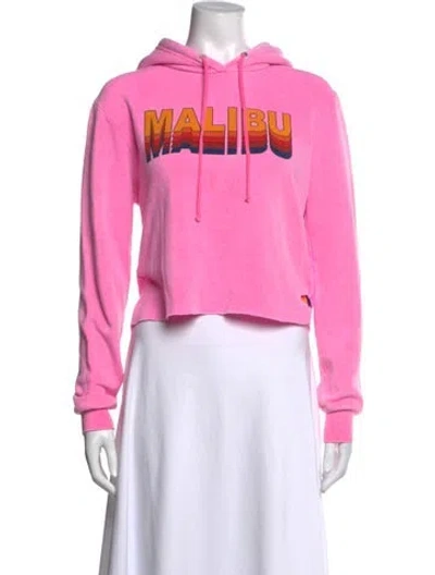Pre-owned Aviator Nation Graphic Print Crew Neck Sweater In Pink