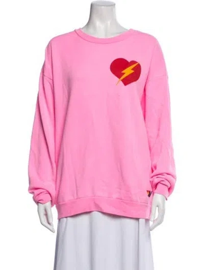 Pre-owned Aviator Nation Graphic Print Crew Neck Sweater In Pink