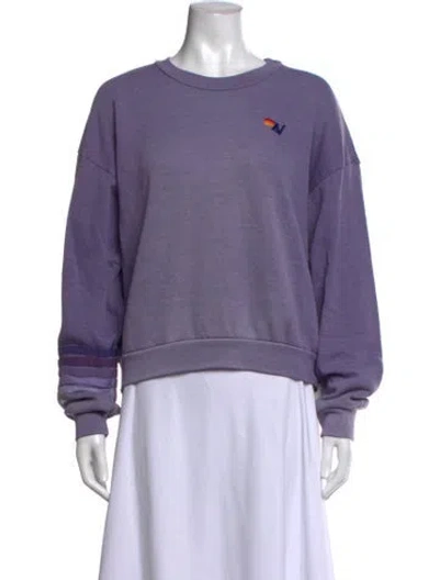 Pre-owned Aviator Nation Graphic Print Crew Neck Sweater In Purple