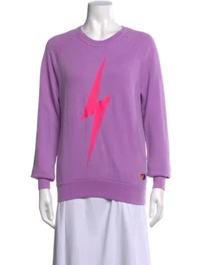 Pre-owned Aviator Nation Graphic Print Crew Neck Sweater In Purple
