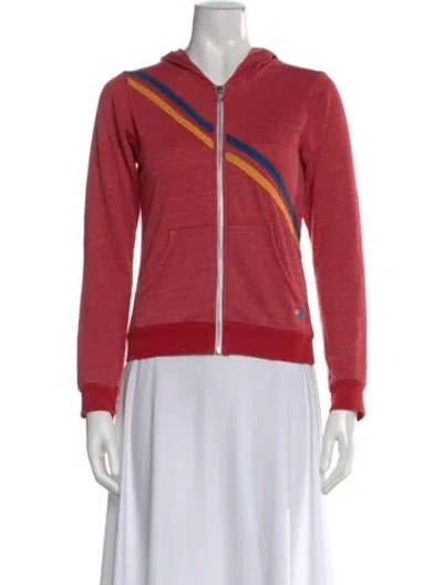 Pre-owned Aviator Nation Graphic Print Crew Neck Sweater In Red