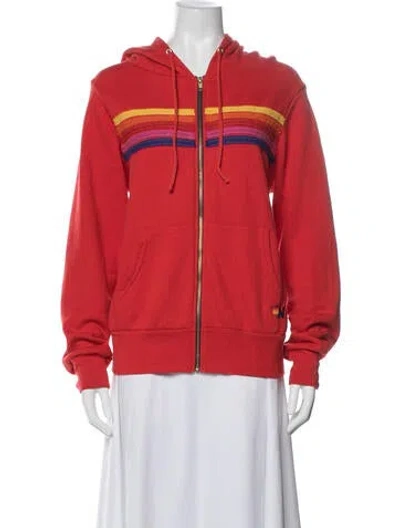 Pre-owned Aviator Nation Graphic Print Crew Neck Sweater In Red