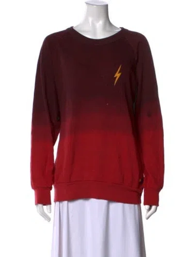 Pre-owned Aviator Nation Graphic Print Crew Neck Sweater In Red