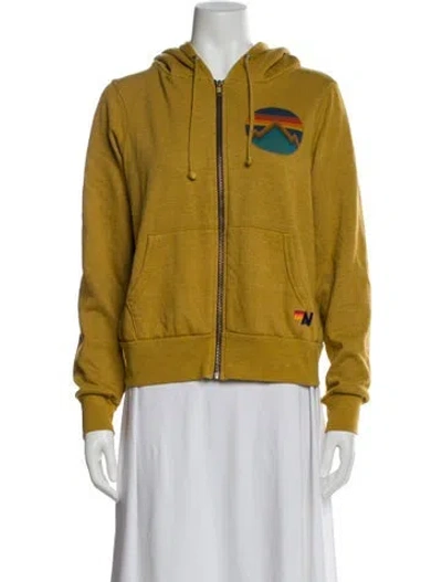 Pre-owned Aviator Nation Graphic Print Crew Neck Sweater In Yellow