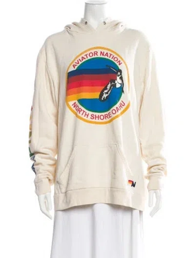 Pre-owned Aviator Nation Graphic Print Crew Neck Sweater In Yellow