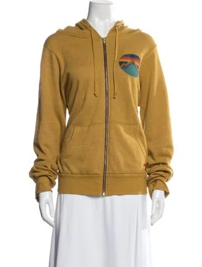 Pre-owned Aviator Nation Graphic Print Crew Neck Sweater In Yellow