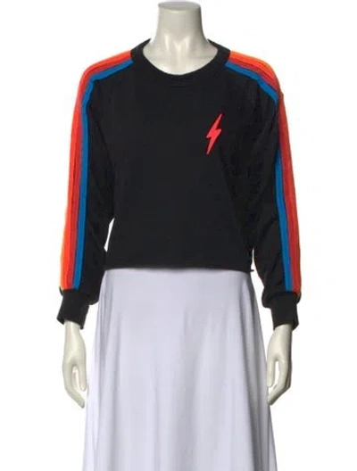 Pre-owned Aviator Nation Graphic Print Crew Neck Sweatshirt In Black