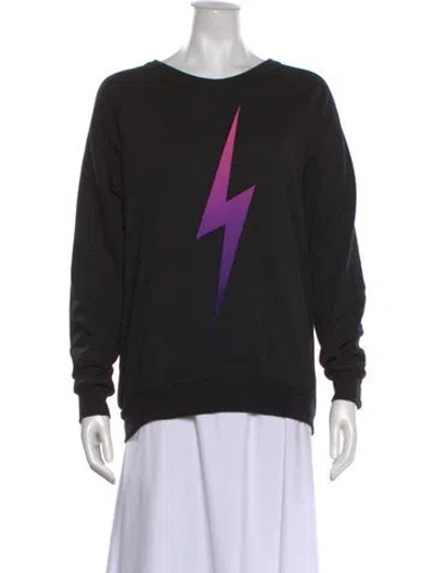 Pre-owned Aviator Nation Graphic Print Crew Neck Sweatshirt In Black