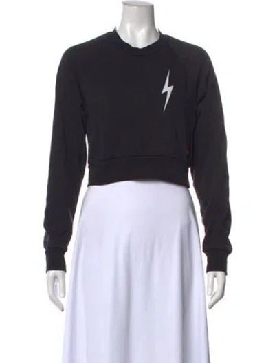 Pre-owned Aviator Nation Graphic Print Crew Neck Sweatshirt In Black