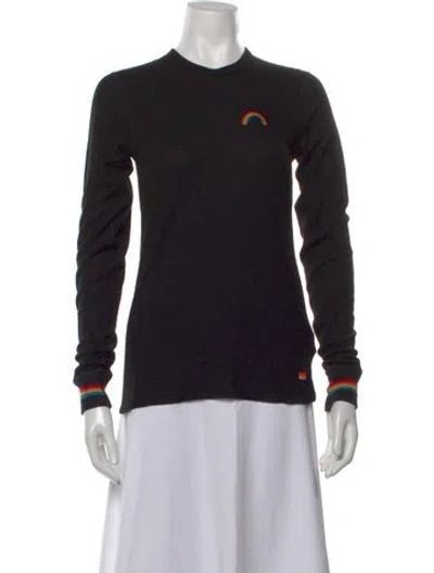 Pre-owned Aviator Nation Graphic Print Crew Neck Sweatshirt In Black